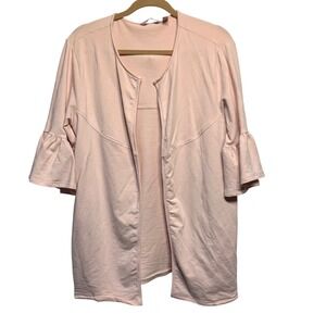 AnyBody Open Front Cardigan Size M Pink Bell Sleeve Balletcore Soft Girl